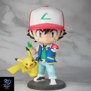 Ash Chibi Pokémon | 3D Print File | STL