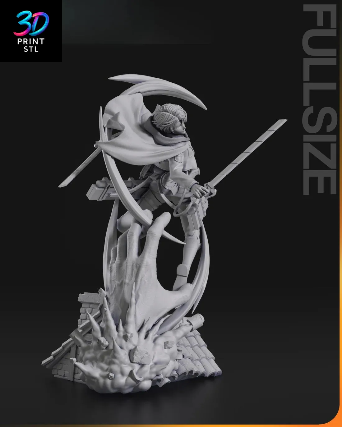 Levi Ackerman Figure – Attack on Titan STL 3D Print Model - Image 2