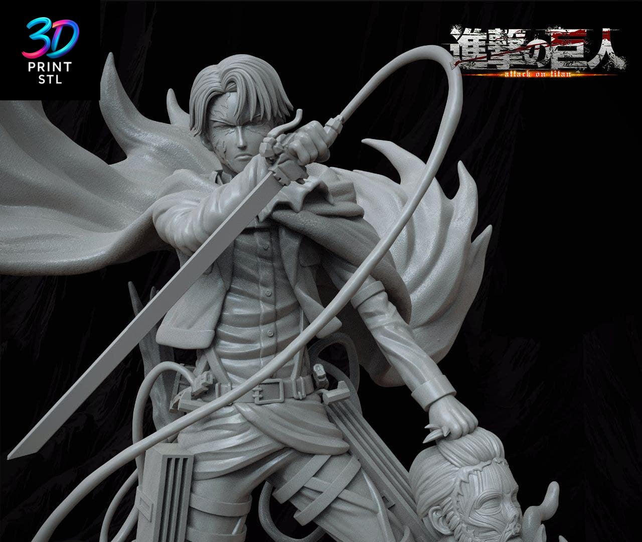 Levi Ackerman Action Pose | AoT 3D Print STL File - Image 2