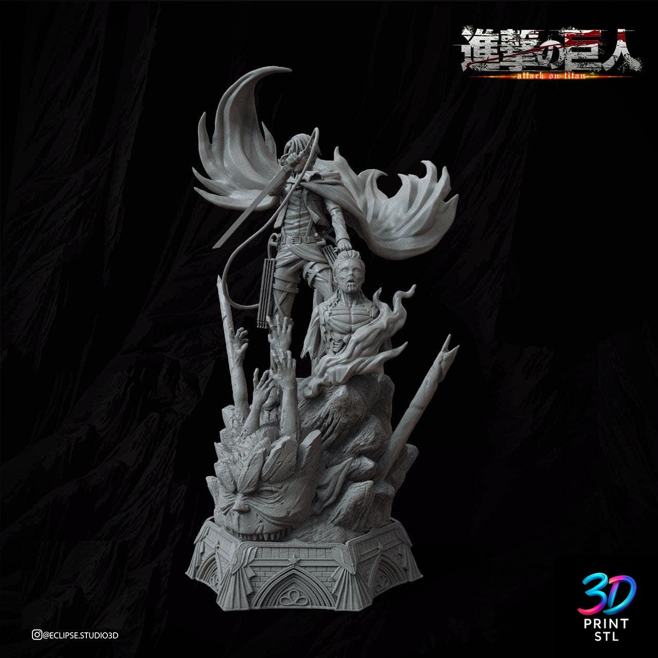 Levi Ackerman Action Pose | AoT 3D Print STL File - Image 3