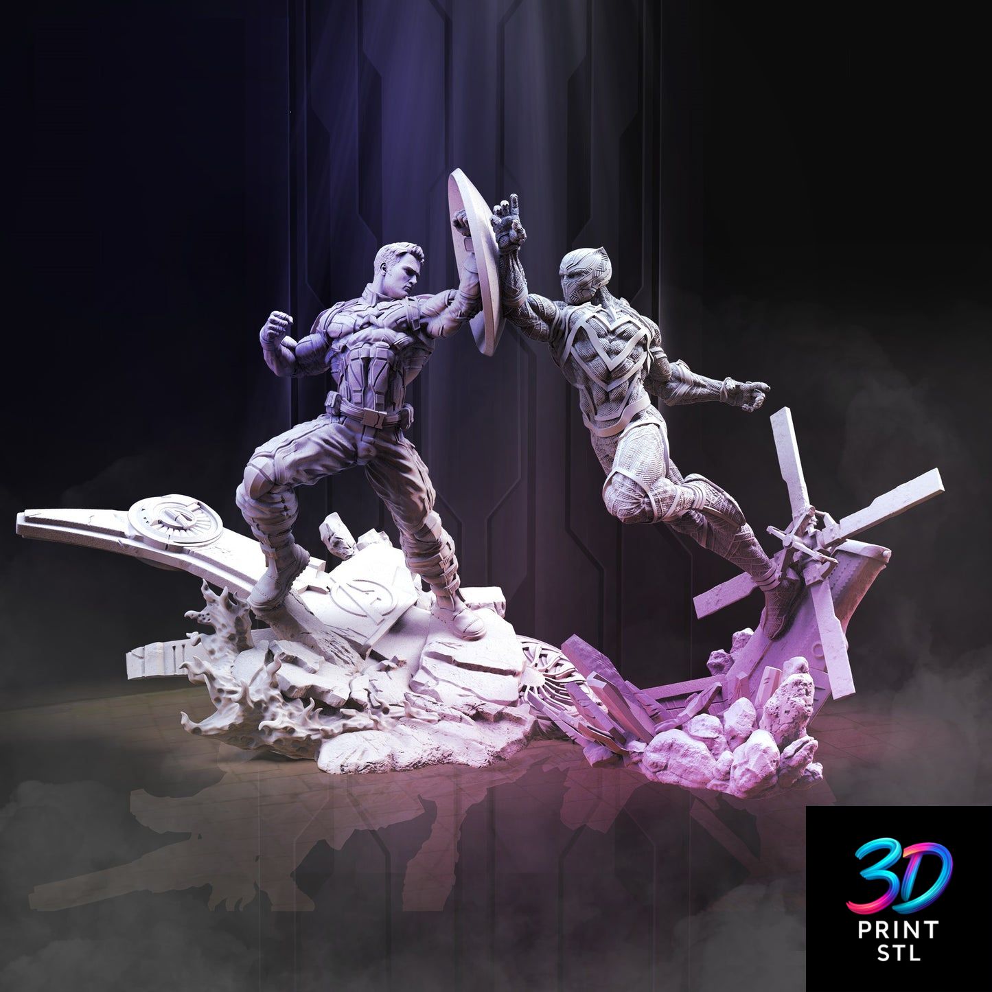 Black Panther vs Captain America Avengers | STL for 3D Printers