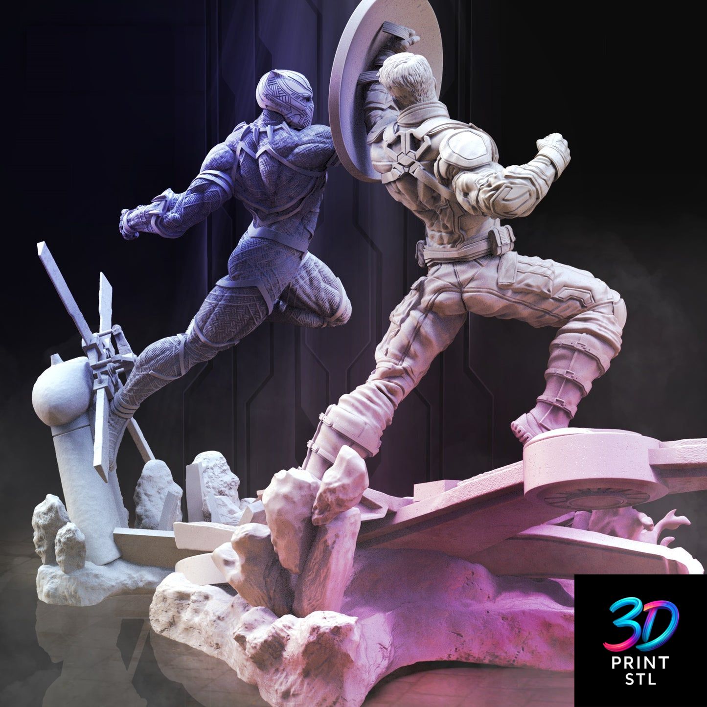 Black Panther vs Captain America Avengers | STL for 3D Printers - Image 2