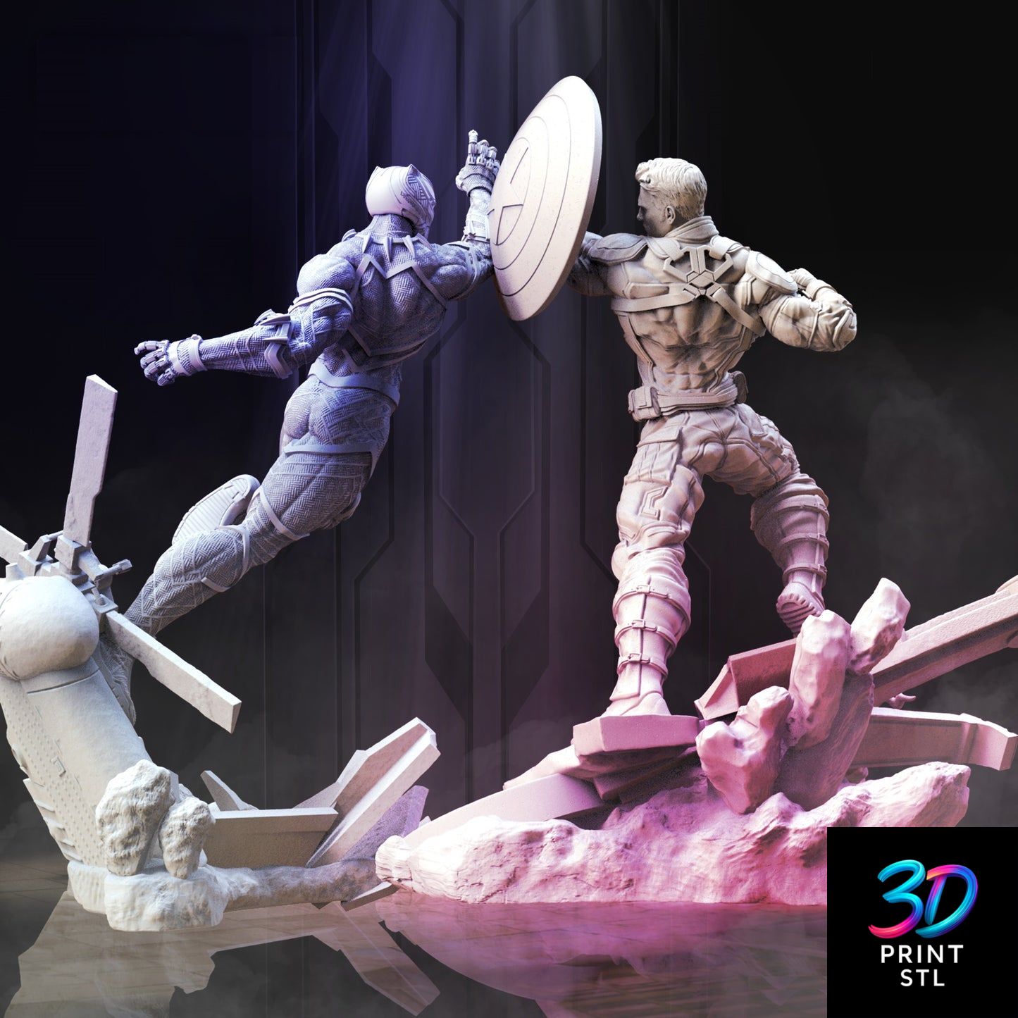 Black Panther vs Captain America Avengers | STL for 3D Printers - Image 3