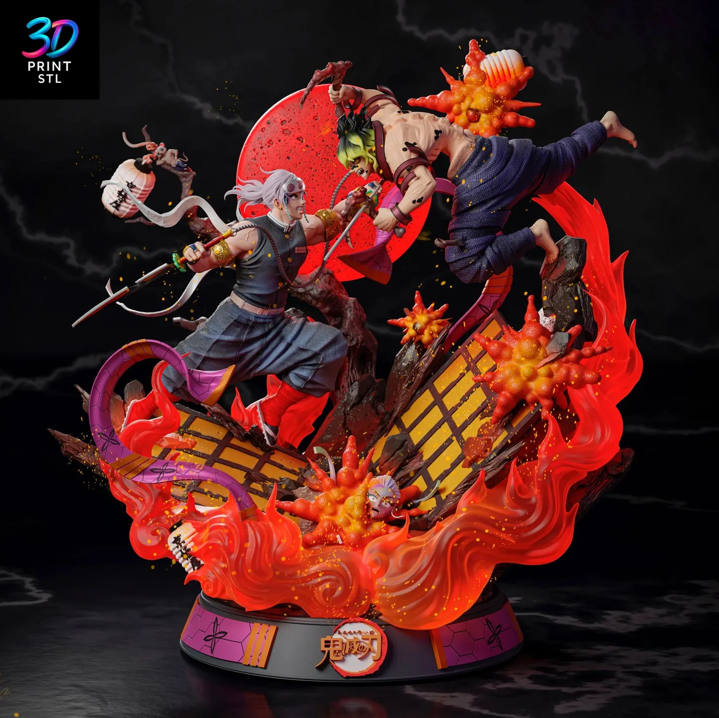 Uzui vs Gyutaro Diorama | Demon Slayer STL 3D Print File
