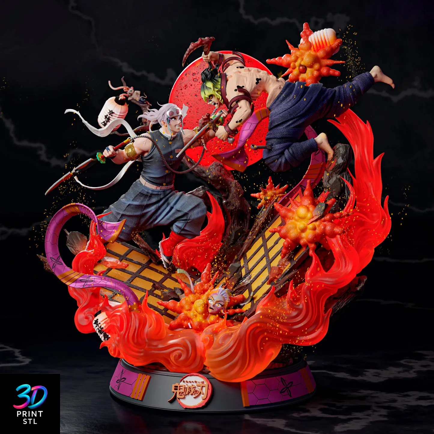 Uzui vs Gyutaro Diorama | Demon Slayer STL 3D Print File - Image 3
