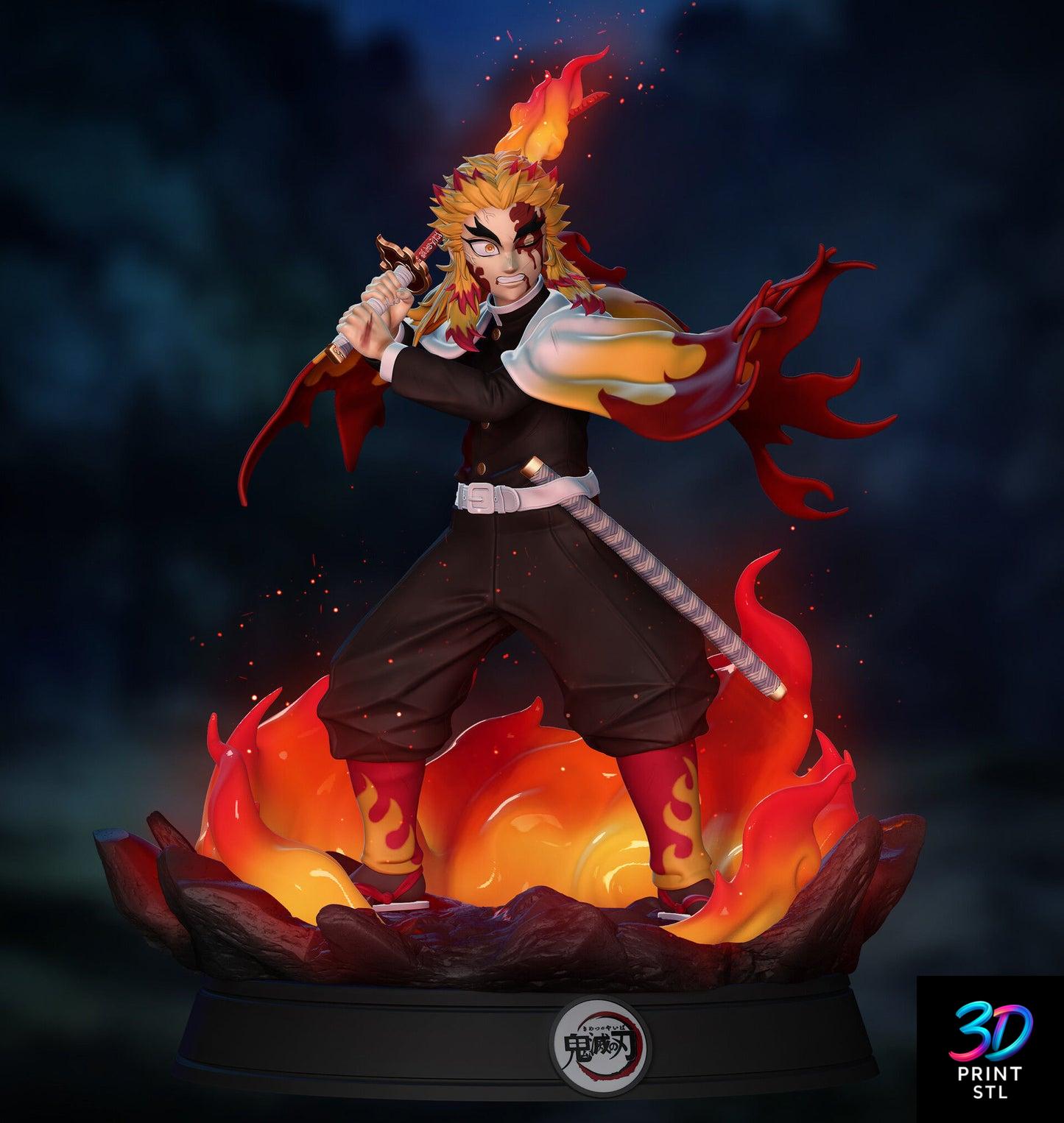Rengoku Flame Hashira Figure – Demon Slayer 3D Print STL - Image 3
