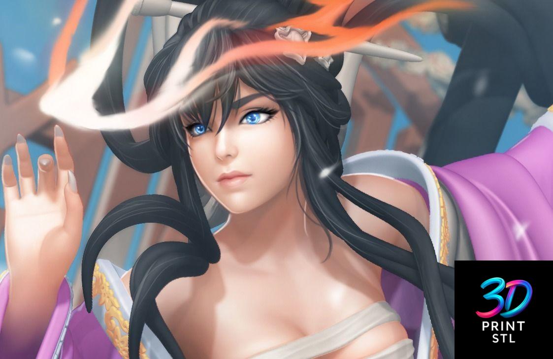 Winter Plum Fantasy Girl – STL Anime 3D Print Model