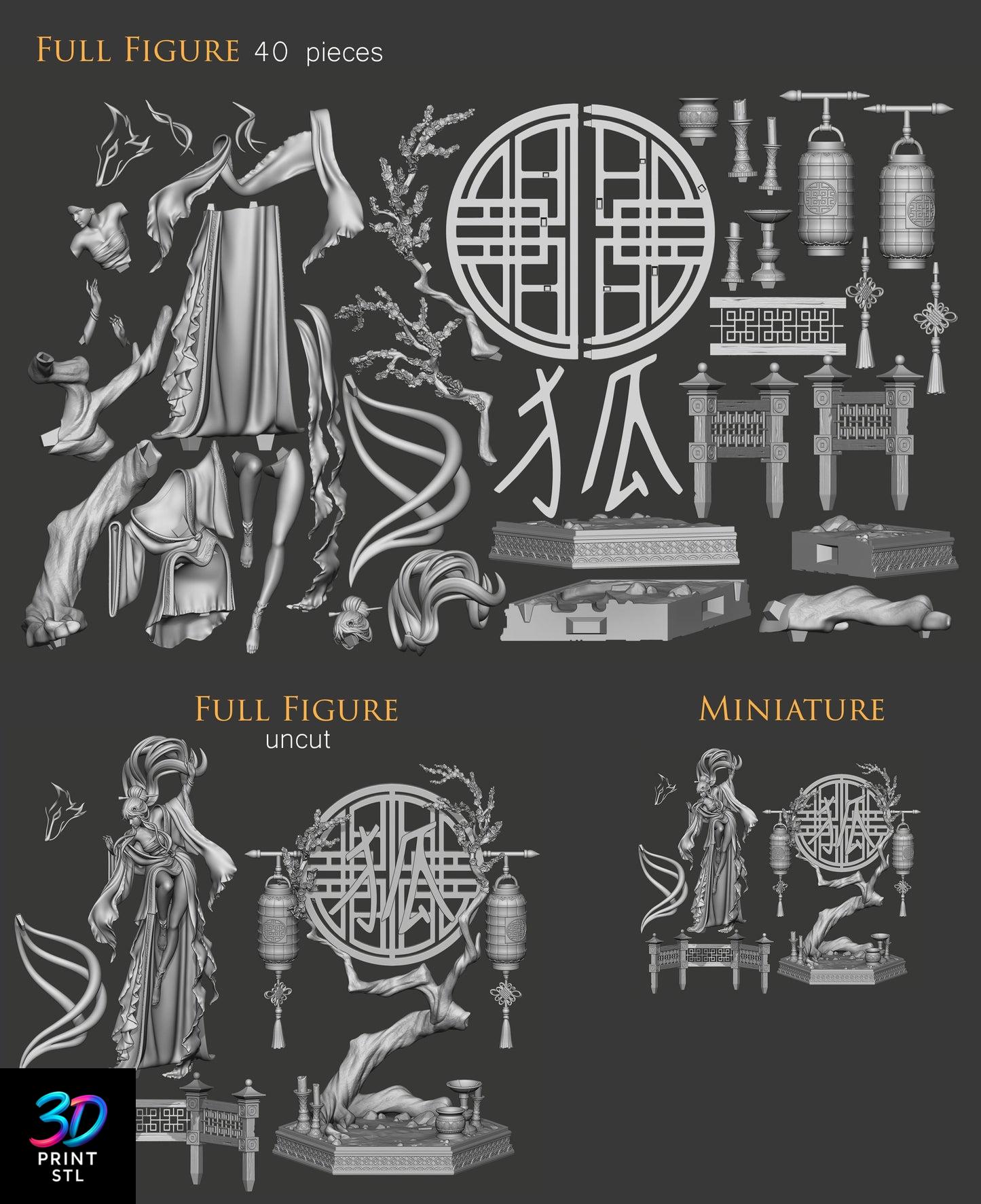 Winter Plum Fantasy Girl – STL Anime 3D Print Model - Image 2