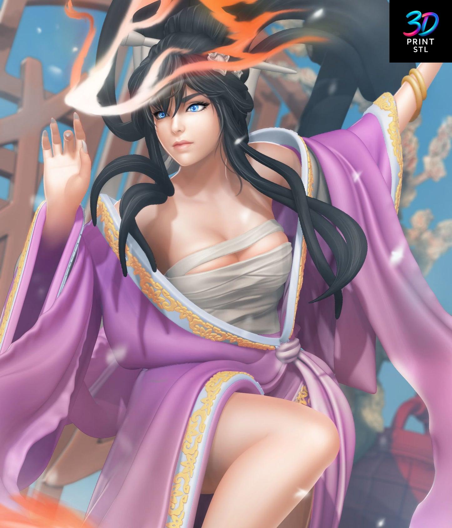 Winter Plum Fantasy Girl – STL Anime 3D Print Model - Image 3