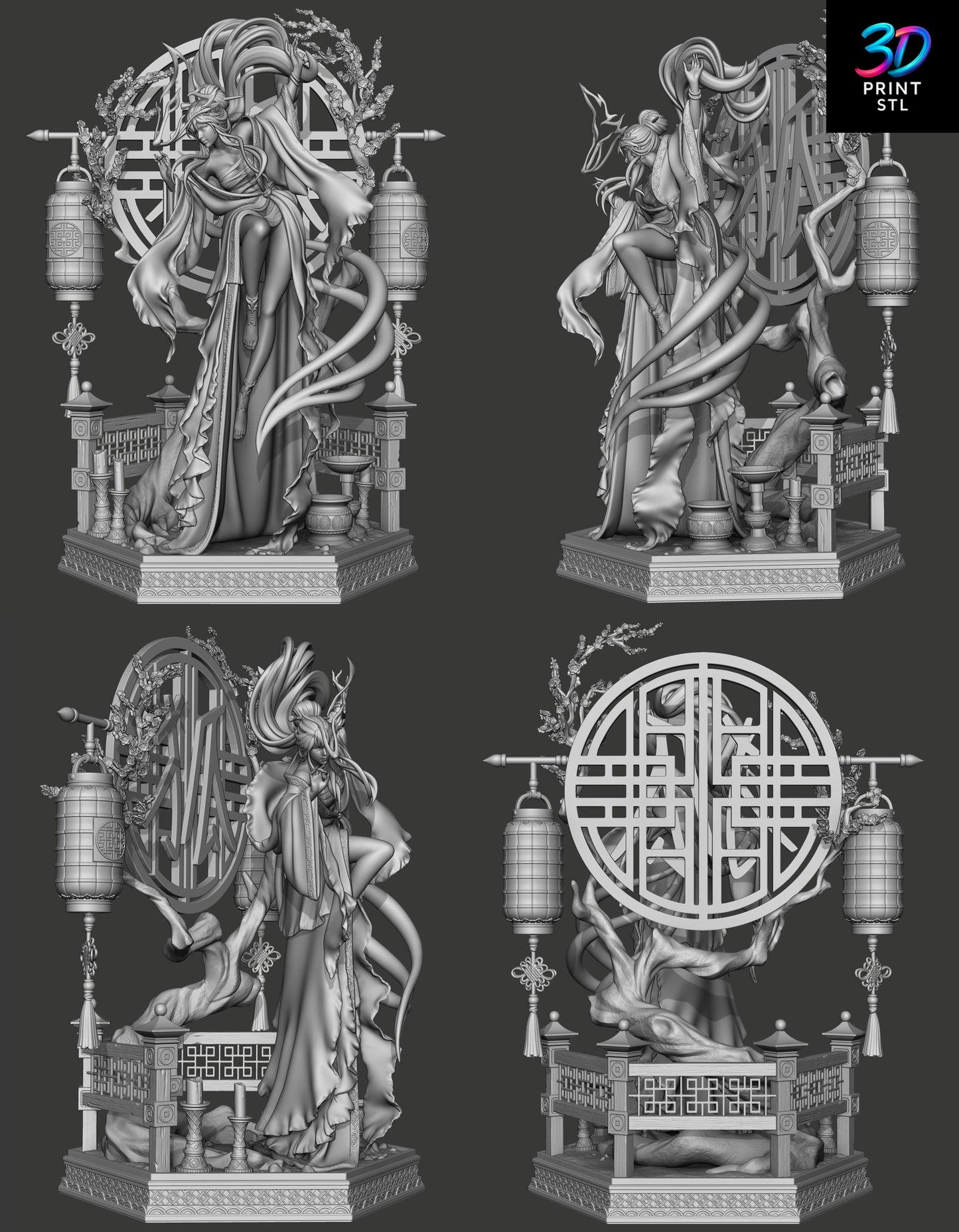 Winter Plum Fantasy Girl – STL Anime 3D Print Model - Image 5