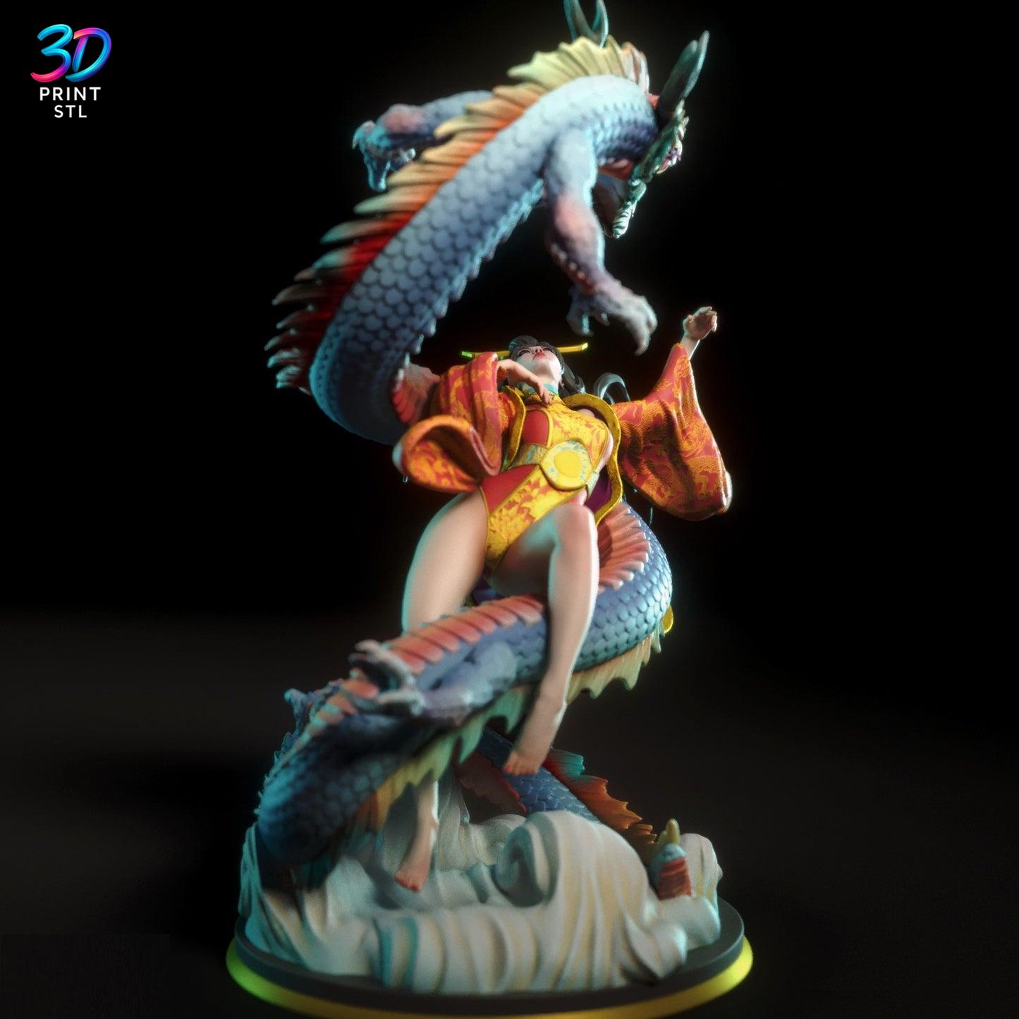 Fantasy Girl With Dragon Fantasy | 3D Print File | STL - Image 3
