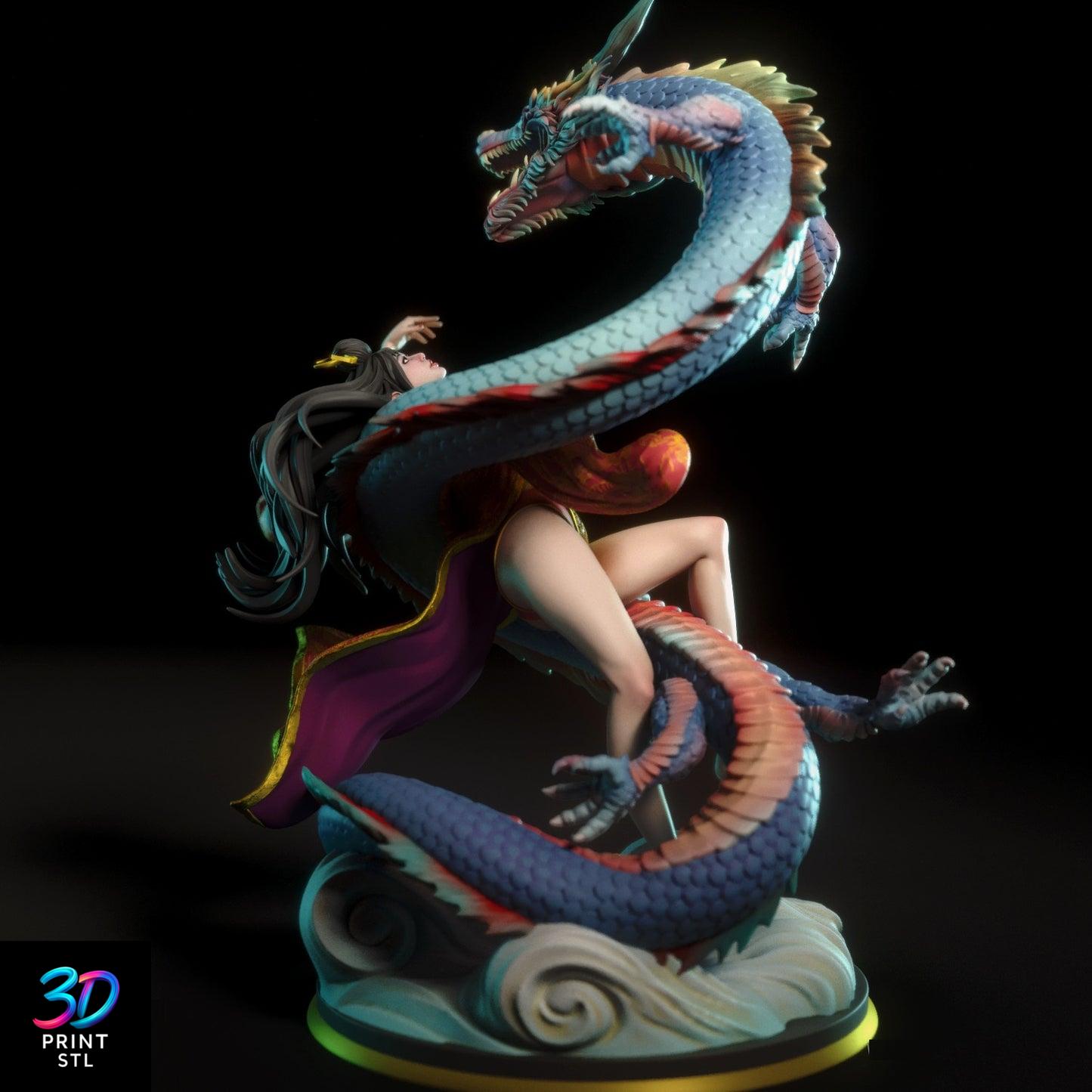 Fantasy Girl With Dragon Fantasy | 3D Print File | STL - Image 4
