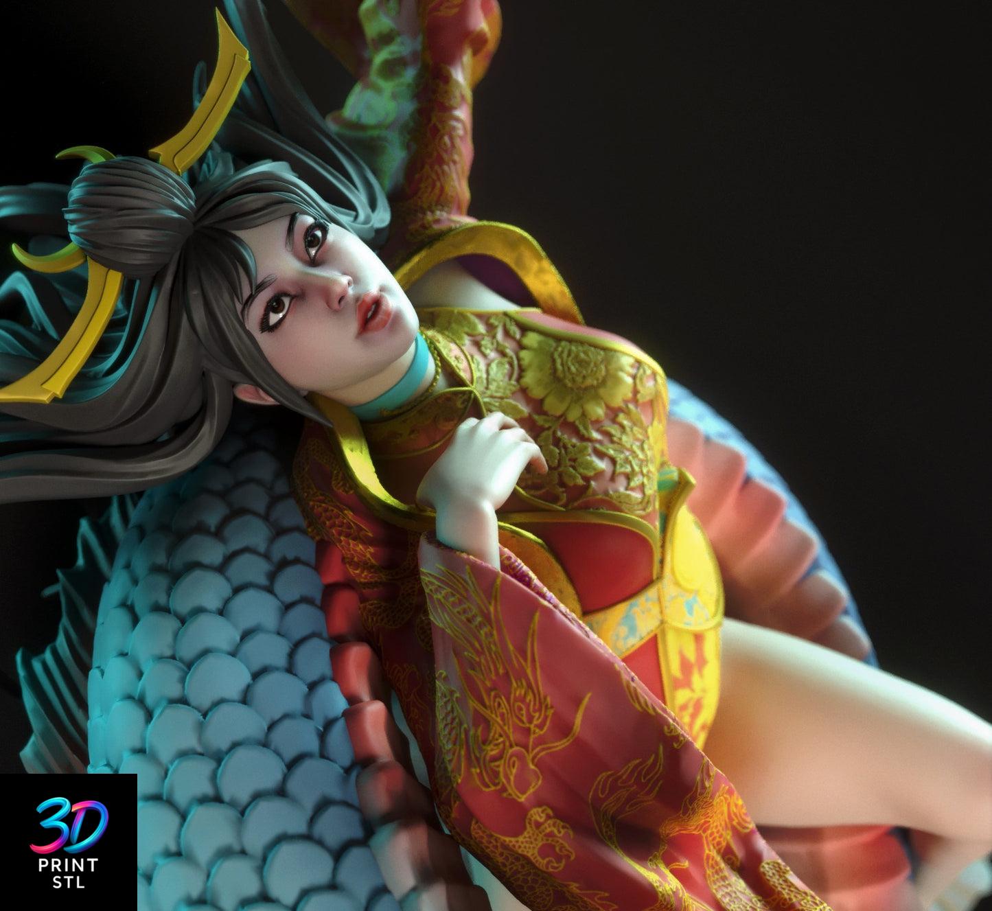 Fantasy Girl With Dragon Fantasy | 3D Print File | STL - Image 5