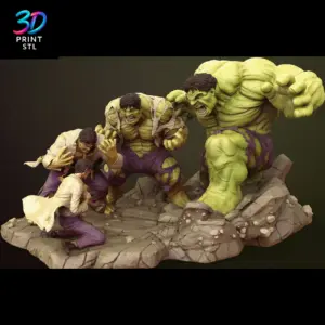 Hulk Bruce Banner Transformation Diorama Marvel | STL for 3D Printers