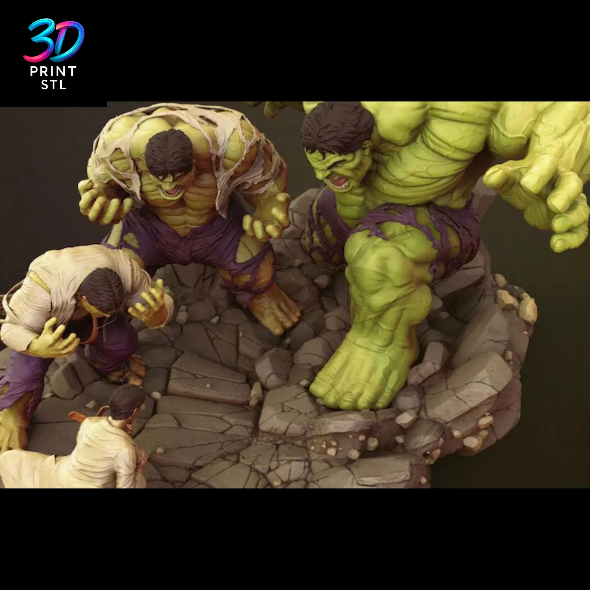 Hulk Bruce Banner Transformation Diorama Marvel | STL for 3D Printers - Image 4