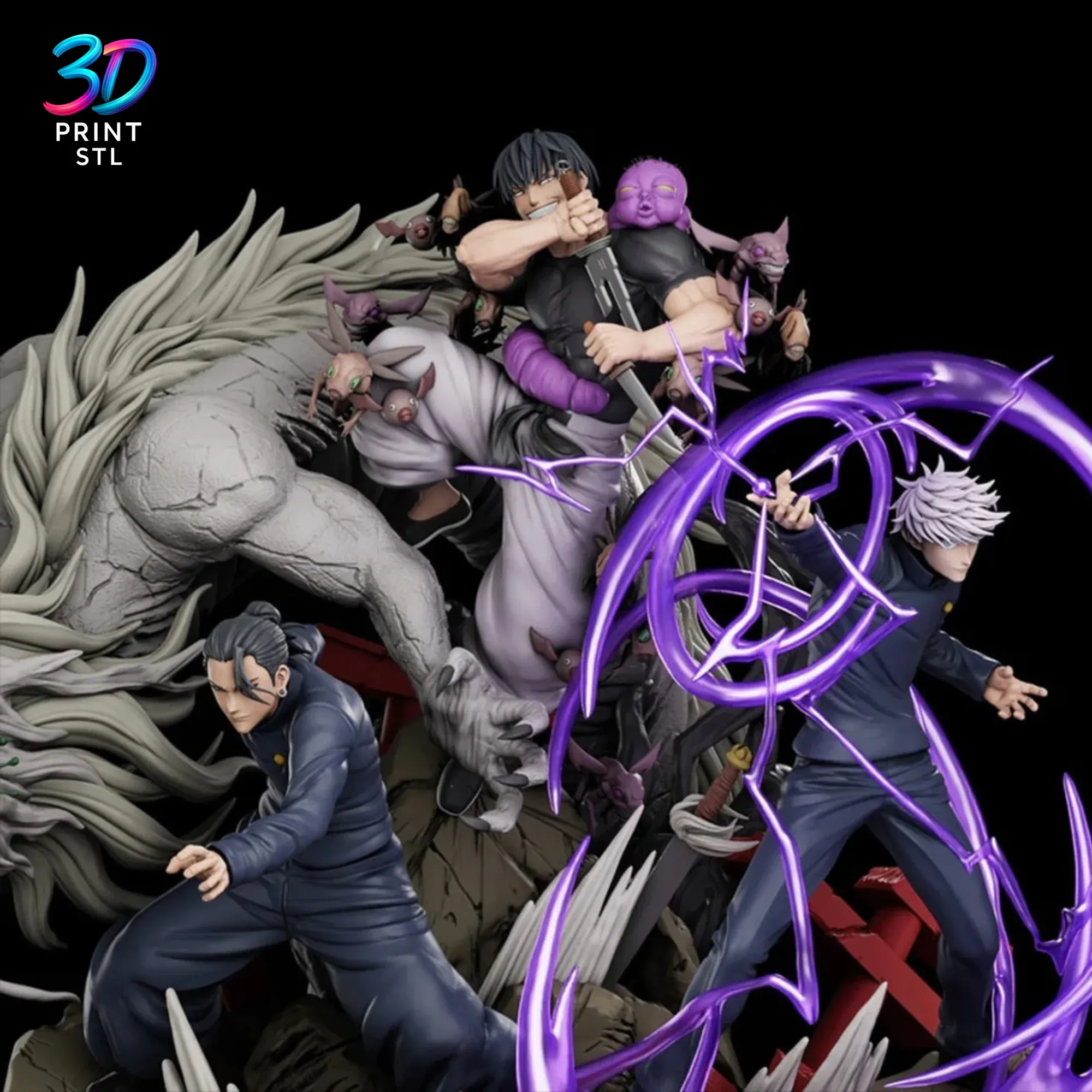 Gojo, Geto & Toji Diorama Jujutsu Kaisen | STL File for 3D Printing - Image 2