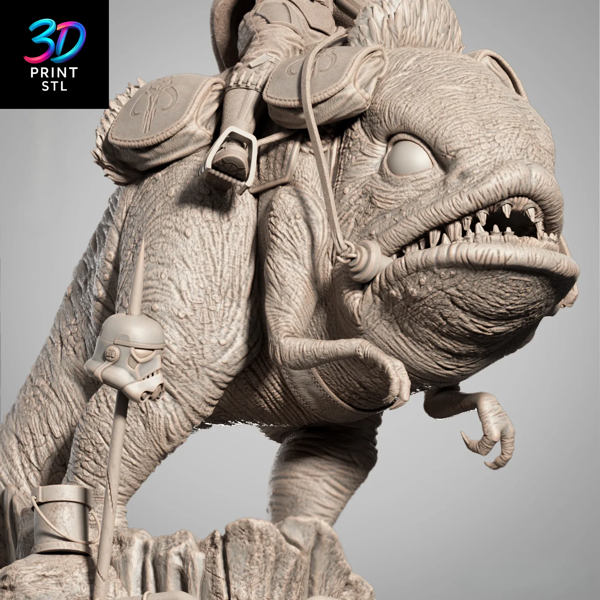 Mandalorian on Blurrg Figure Star Wars | 3D Print Model | STL - Image 4