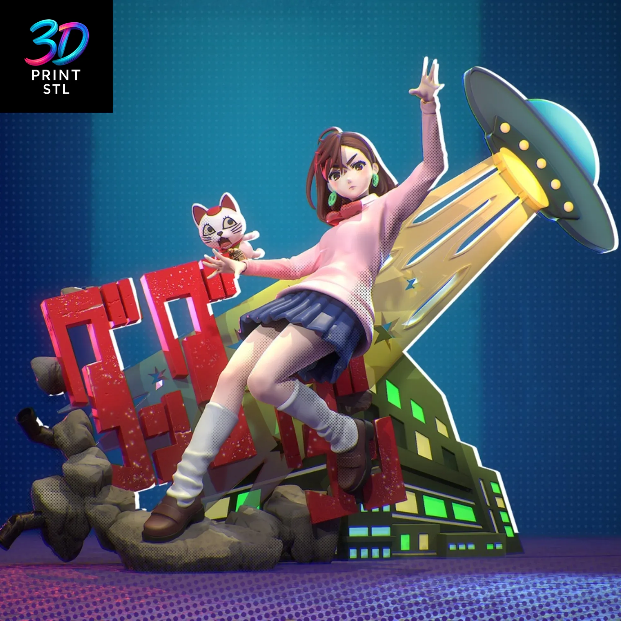 Momo Ayase Diorama Dan Da Dan | 3D Print File | STL