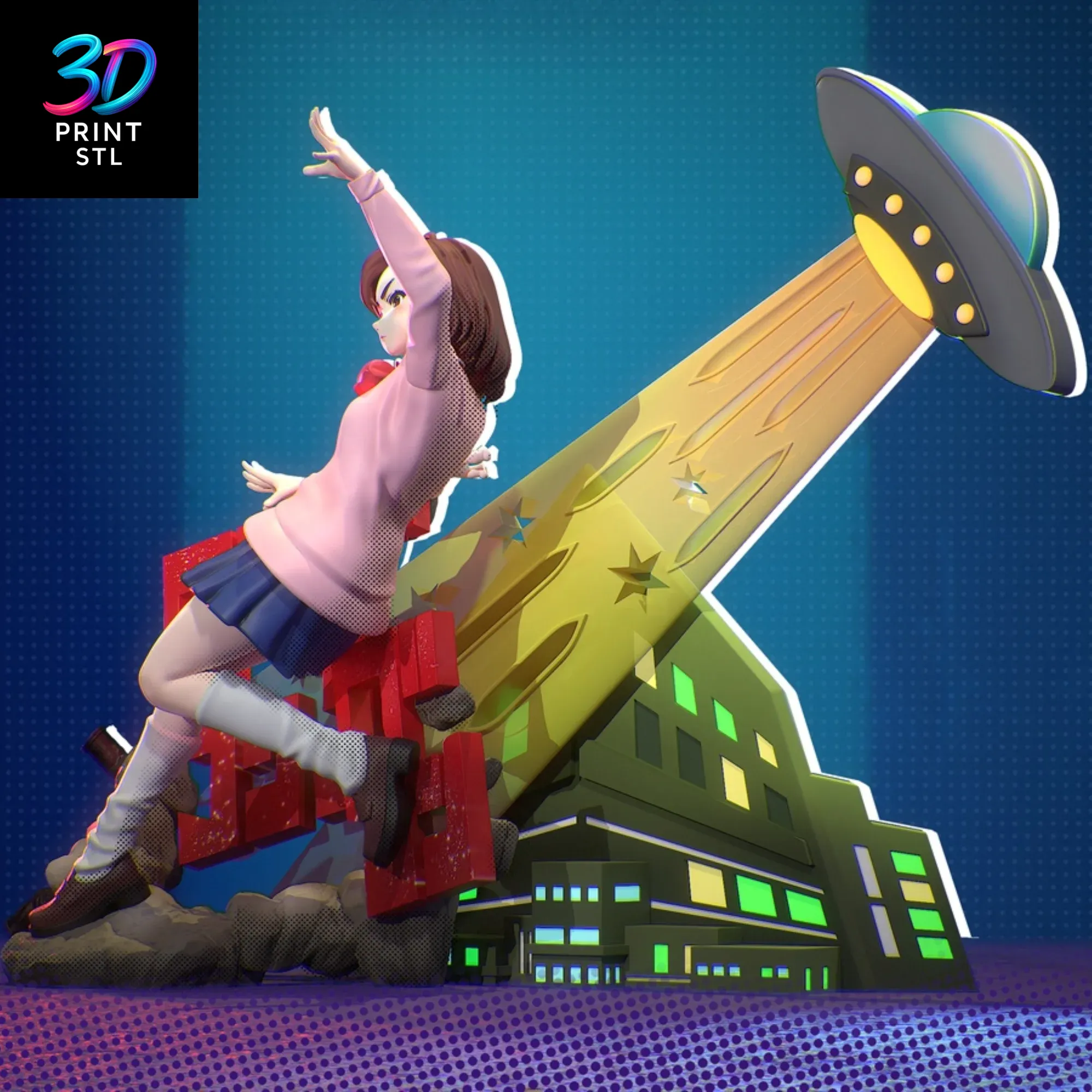 Momo Ayase Diorama Dan Da Dan | 3D Print File | STL - Image 3