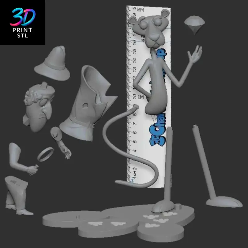 Pink Panther & Inspector Figure Cartoons | 3D Print File | STL - Image 2