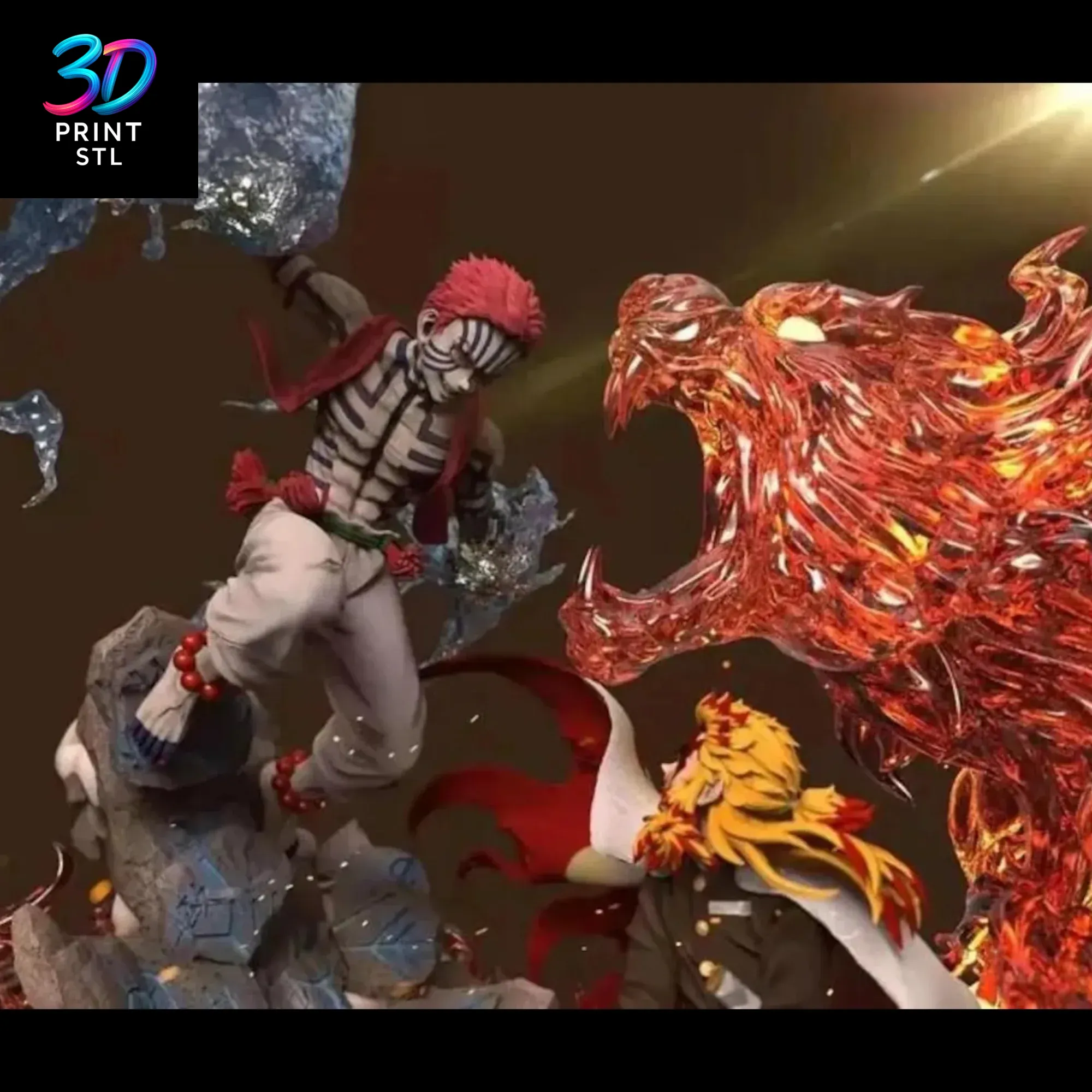 Rengoku vs Akaza Diorama Demon Slayer | STL File for 3D Printing - Image 2