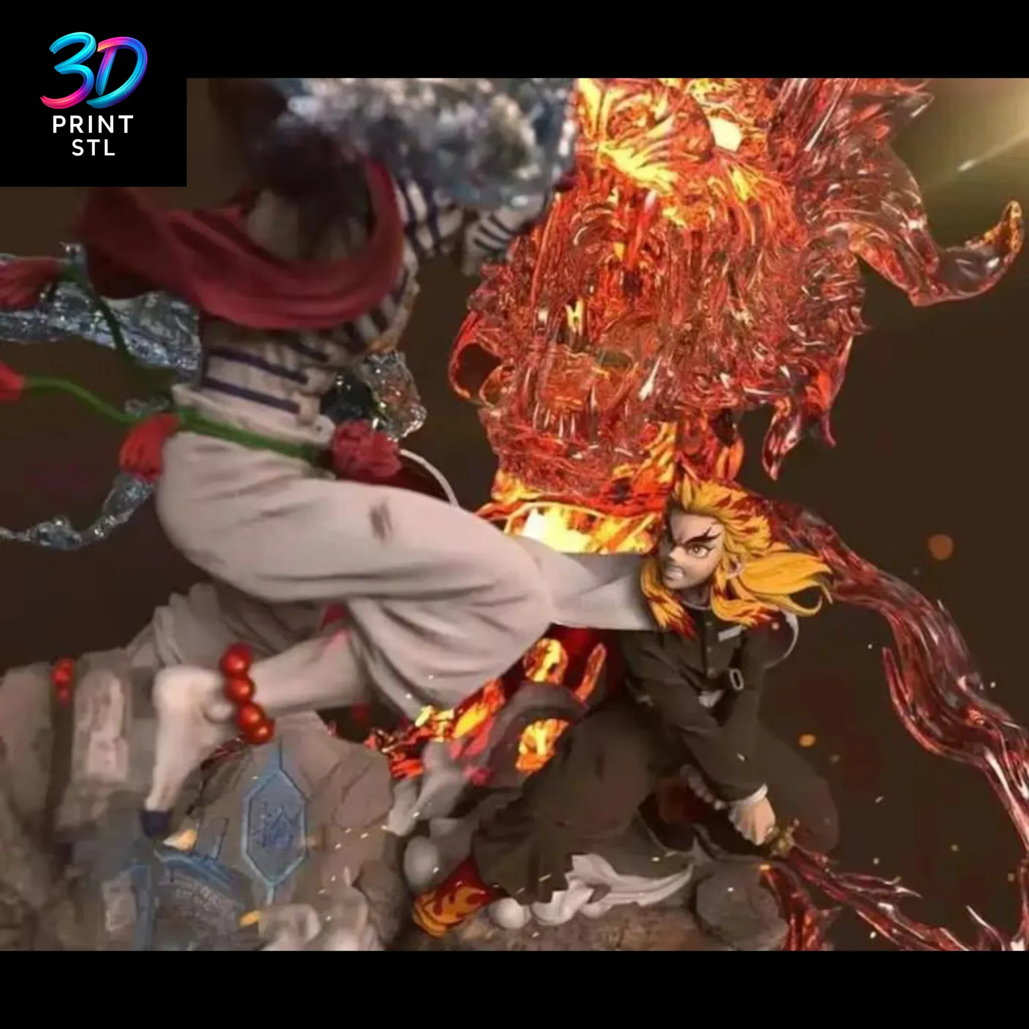 Rengoku vs Akaza Diorama Demon Slayer | STL File for 3D Printing - Image 3