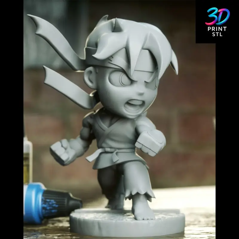 Ryu Chibi Street Fighter | 3D Print File | STL - Image 3