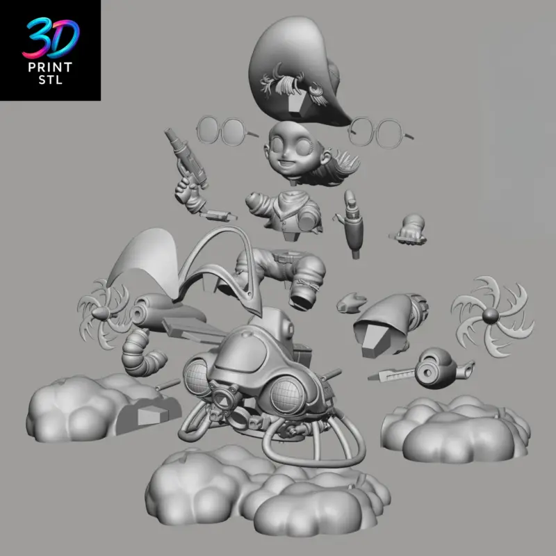 Arale Flying Ship Figure Dr. Slump | 3D Print Model | STL - Image 9