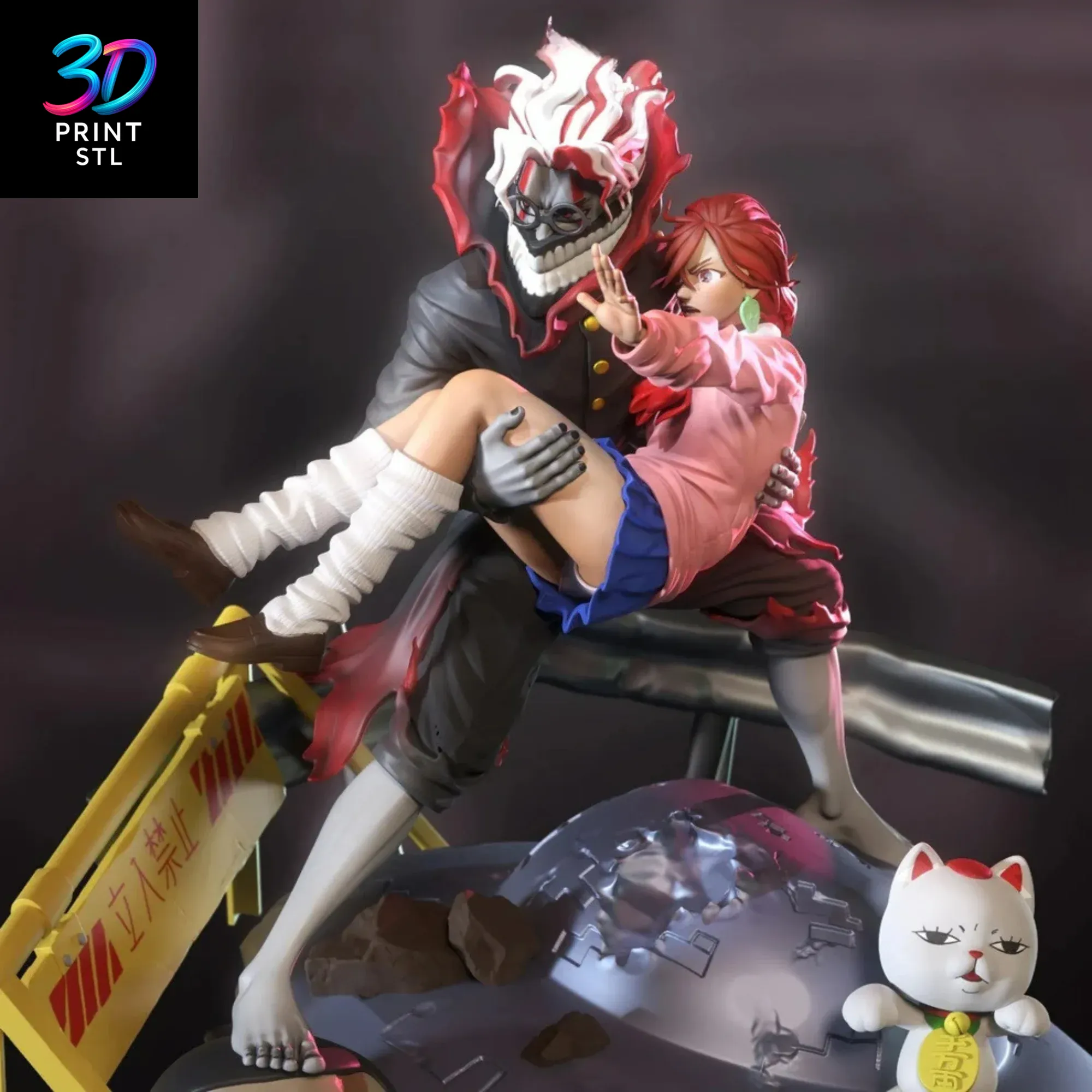 Momo Ayase & Okarun Diorama Dandadan | STL for 3D Printers - Image 2