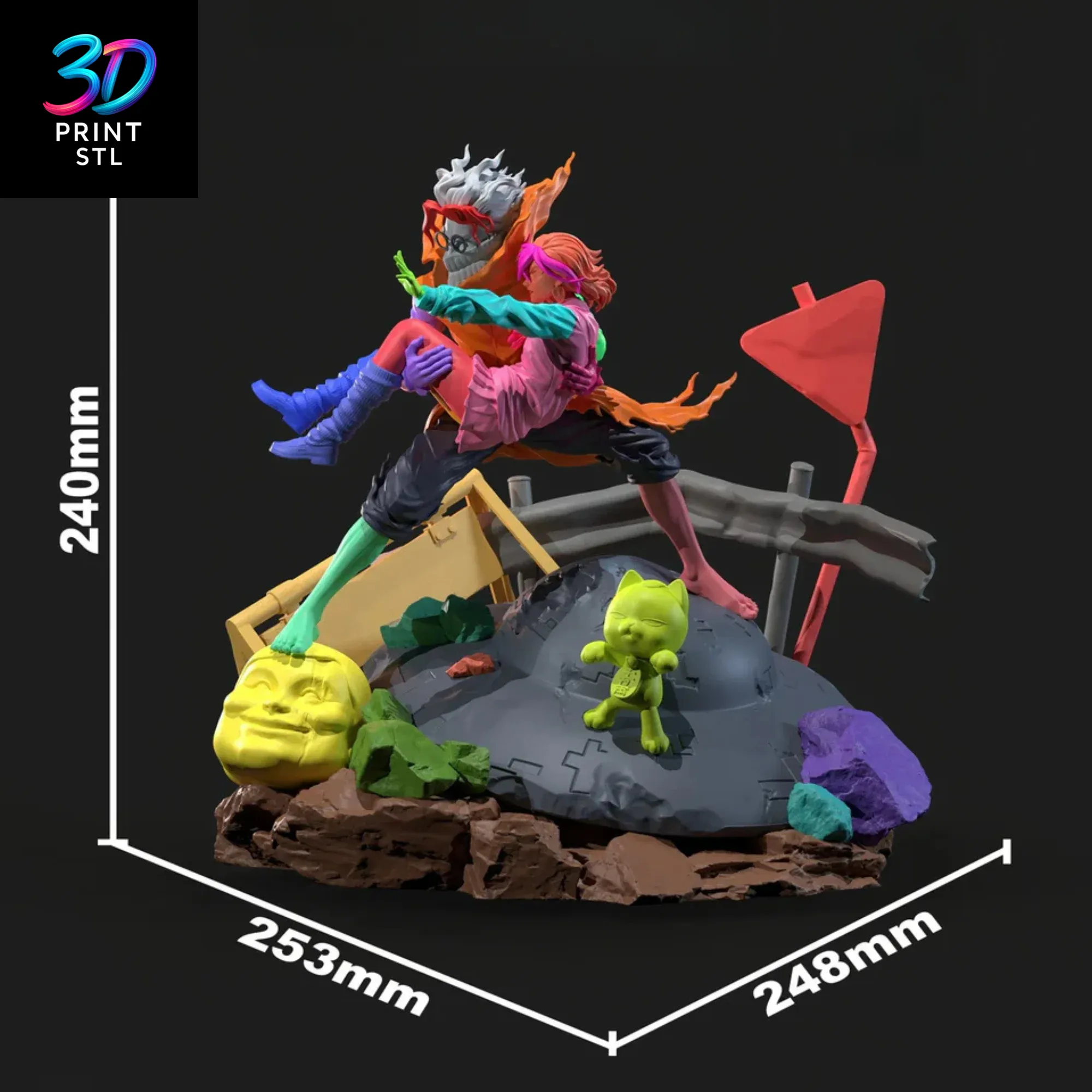 Momo Ayase & Okarun Diorama Dandadan | STL for 3D Printers - Image 3