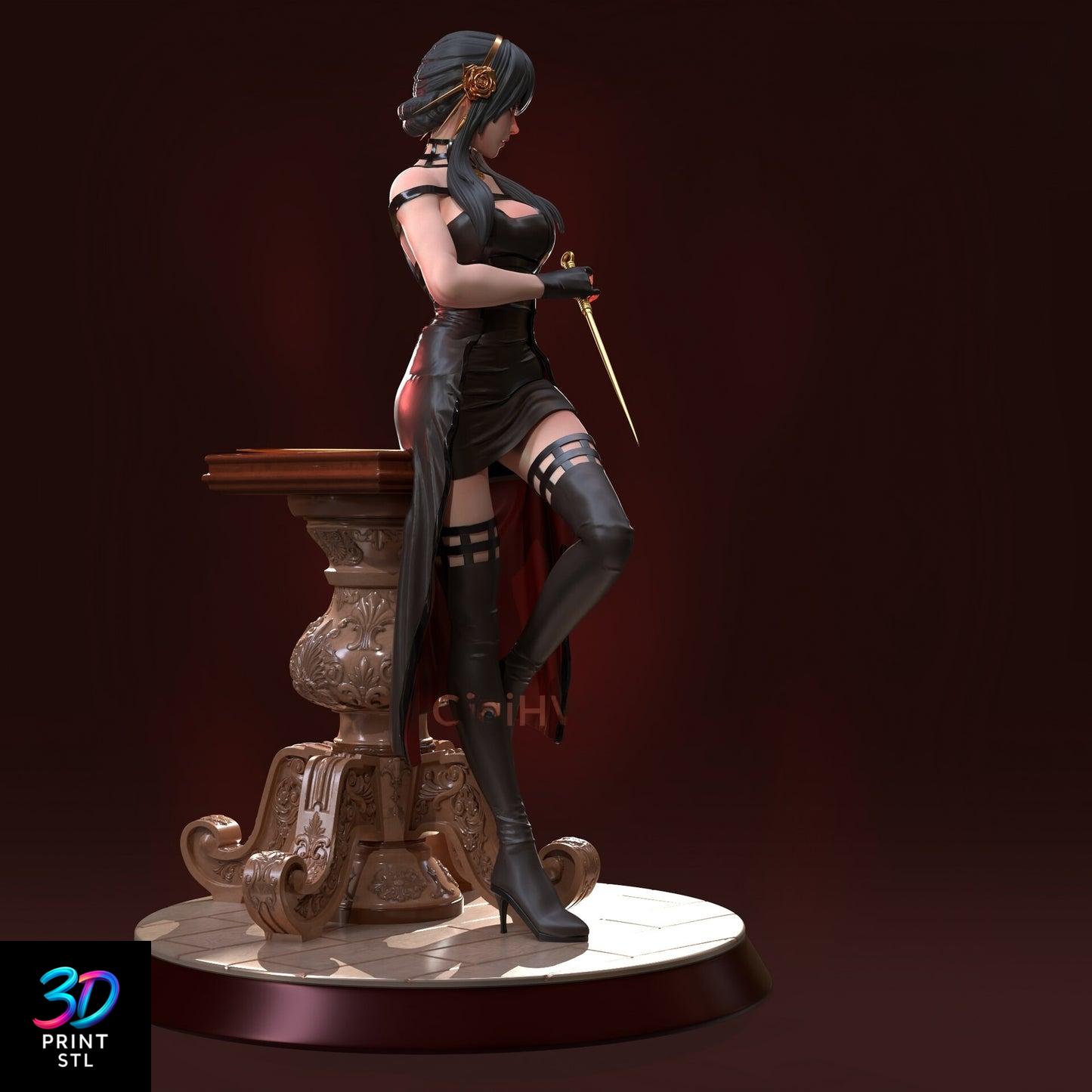 Yor Forger Elegant Dress Figure – STL 3D Print Model - Image 3